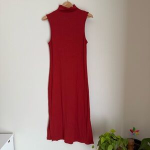 Mock Neck Sleeveless Ribbed Column Dress Rust Orange Size Medium A New Day